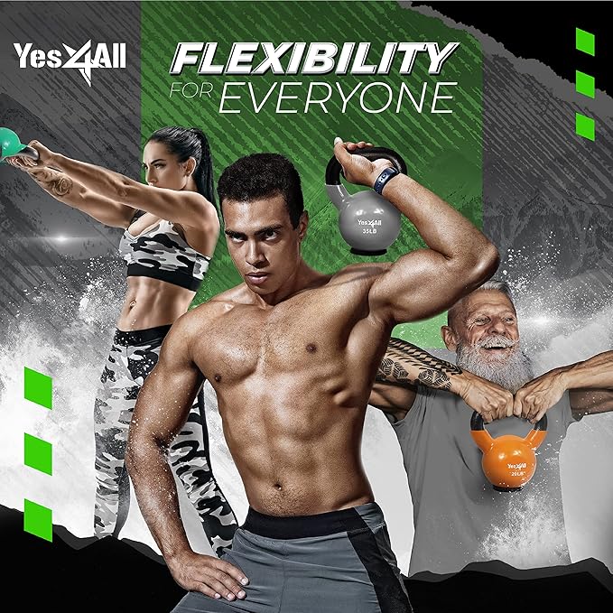Yes4All Kettlebells Rubber Base, Kettlebell Set for Women, Strength Training Kettlebells Weights (10-65 lbs)