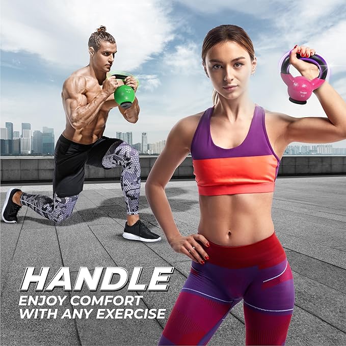 Yes4All Kettlebells Rubber Base, Kettlebell Set for Women, Strength Training Kettlebells Weights (10-65 lbs)