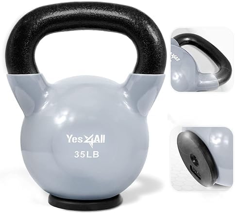 Yes4All Kettlebells Rubber Base, Kettlebell Set for Women, Strength Training Kettlebells Weights (10-65 lbs)