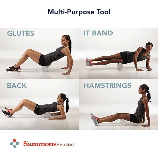 Sammons Preston Foam Therapy Roll, Round 3" x 36" High Density Foam Roller for Exercise, Massage, Balance, Yoga, Physical Therapy, and Flexibility, Ideal for Home, Gym, or Studio