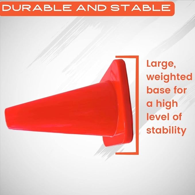 6in/9in/12in/28in Heavy Duty Agility Training Cones for Sports & Kids Coaching, Field Markers for Motorcycle, Bikes, Traffic, Basketball, Soccer Drills, Durable, Multipurpose, Adjustable