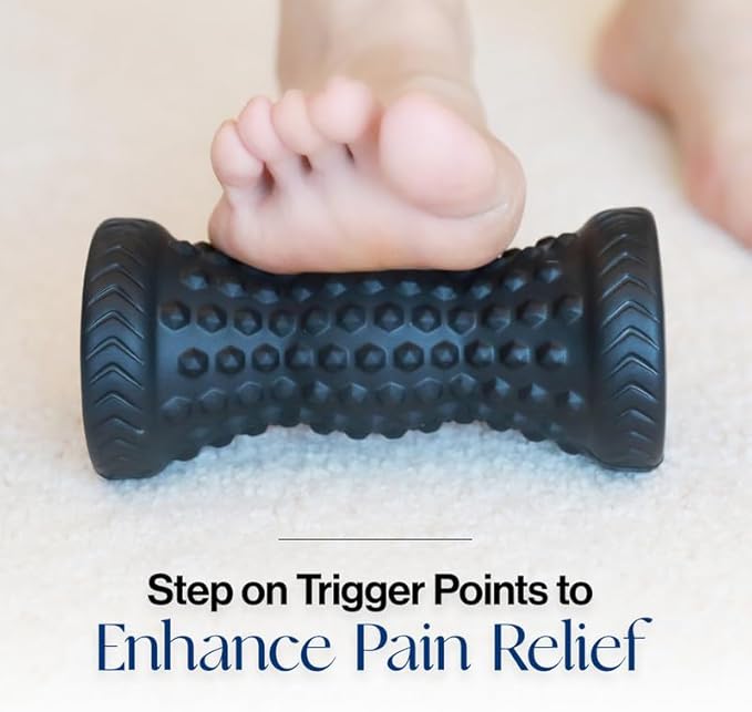 Tumaz Foot Roller, Ergonomic Foot Massage Roller for Arch Pain, Trigger Points and Deep Tissue, Portable - Reflexology Tool for Plantar Fasciitis Relief, Black