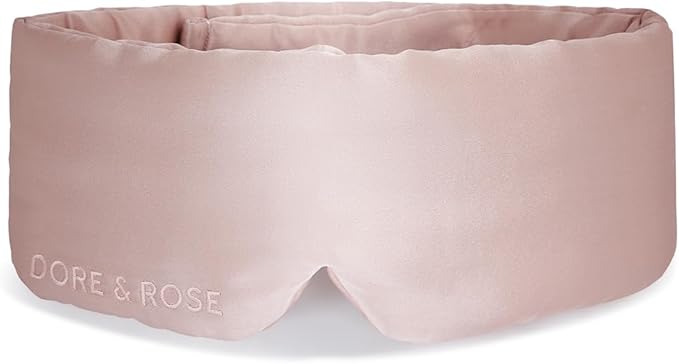 Dore & Rose Deep Sleep Mask Light Blocking, 23 Momme Mulberry Silk Eye Mask, Ultra Soft, Adjustable - Travel Sleeping Mask for Men & Women - Lotus