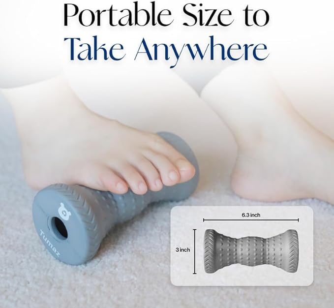 Tumaz Foot Roller for Plantar Fasciitis Relief，Foot Massage Roller for Alleviate Planter Facetious Pain,Arch Pain,Trigger Points & Deep Tissue, Portable - Reflexology Tool,Gray