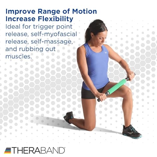THERABAND Roller Massager +, Muscle Roller Stick for Self-Myofascial Release, Deep Tissue Massage Rolling Pin, Trigger Point Release, Muscle Soreness, Best Gifts for Runners, Athletes, Crossfit