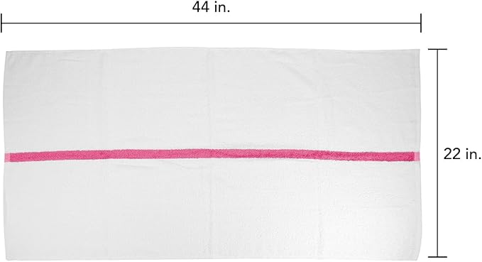 Arkwright White Bath Gym Towel - Pack of 6 - Bulk 100% Cotton Soft Quick Dry Sweat Absorbent Hotel Quality Towels for Workout, Bathroom, Spa, Pool, 22 x 44 in, Pink