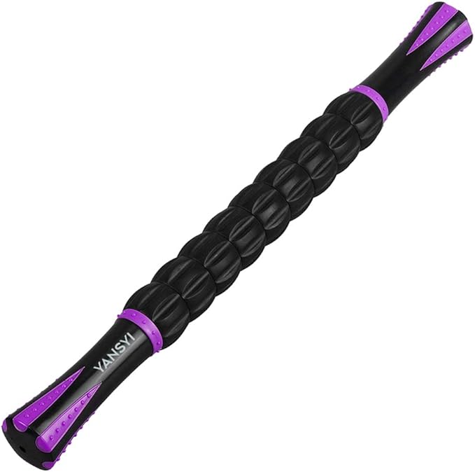 Yansyi Muscle Roller Stick for Athletes - Body Massage Roller Stick - Release Myofascial Trigger Points Reduce Muscle Soreness Tightness Leg Cramps & Back Pain for Physical Therapy & Recovery (Purple)