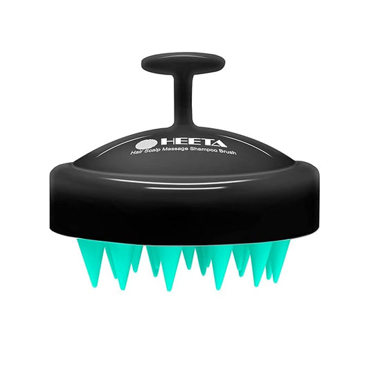 HEETA Scalp Massager Hair Growth, Soft Silicone Scalp Scrubber Shampoo Brush for Exfoliation, Dandruff Removal Head Massage Stress Relax, Wet & Dry Use for Thick Thin Curly Hair Care, Turquoise Black