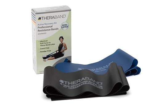 THERABAND Resistance Bands Set, Advanced Kit, Blue, Black, Non-Latex Elastic Bands for Exercise & Physical Therapy, Strength Training Bands for Upper & Lower Body Fitness