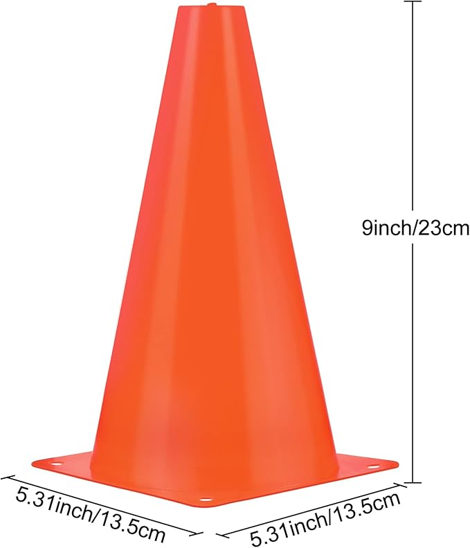 30 Pieces 9 Inch Traffic Cones Plastic Sport Agility Training Safety Cones Soccer Practice Equipment for Basketball Football Drills Exercise, Outdoor Activity and Events