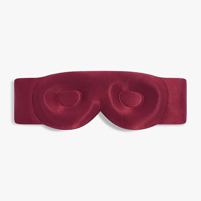 Dore & Rose Aura Sleep Mask, 100% Light Blocking Mulberry Silk Eye Mask (23 Momme), Extra Room for Lashes, Reduces Eye Bags & Dark Circles, Adjustable Travel Deep Sleep Mask for Men & Women (Burgundy)