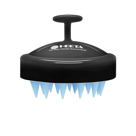 HEETA Scalp Massager Hair Growth, Soft Silicone Scalp Scrubber Shampoo Brush for Exfoliation, Dandruff Removal Head Massage Stress Relax, Wet & Dry Use for Thick Thin Curly Hair Care, Black Blue