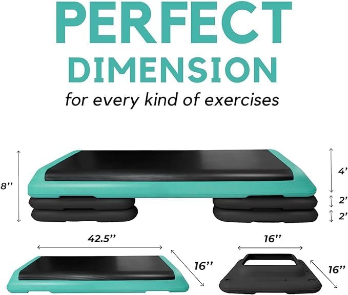 Yes4All Adjustable Workout Aerobic Exercise Step Platform Health Club Size with 4 Adjustable Risers Included and Extra Risers Options