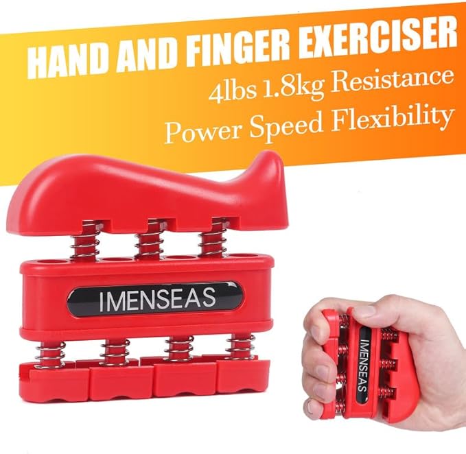 Grip Strength Trainer 7 Pack Adjustable, Finger Stretcher Resistance Extensor Bands, Finger Exerciser, Hand Gripper Strength Ring & Stress Ball