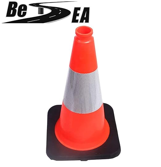 (6 Pack) BESEA 18" inch Traffic Cones Orange Safety Cones with 6 inch Reflective Collar for Home Driveway Road Parking Use(6 Cones)