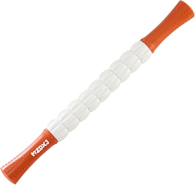 Muscle Roller Stick for Athletes - Deep Tissue Fascia Blaster & Roller Massager for Myofascial Pain Relief - Handheld Physical Therapy & Recovery Tool(Orange White-18 inch)