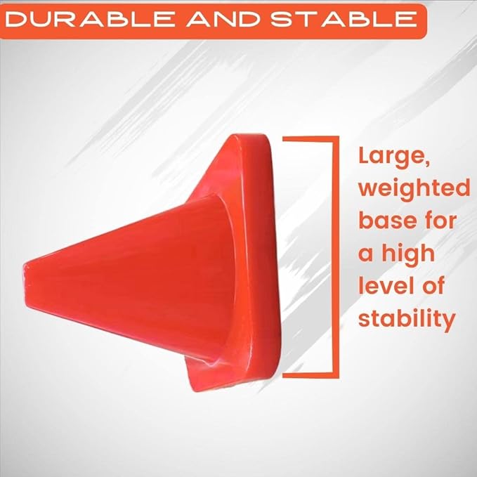 6in/9in/12in/28in Heavy Duty Agility Training Cones for Sports & Kids Coaching, Field Markers for Motorcycle, Bikes, Traffic, Basketball, Soccer Drills, Durable, Multipurpose, Adjustable