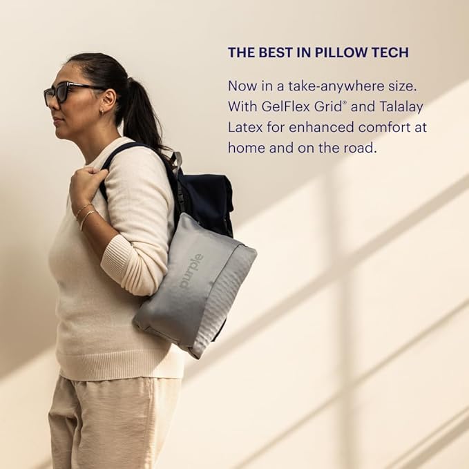 Purple Harmony Anywhere Pillow - Travel/On-The-Go, Hex Grid & Talalay Latex Core - No Pressure Support, Stays Cool, Compact & Lightweight for Easy Travel