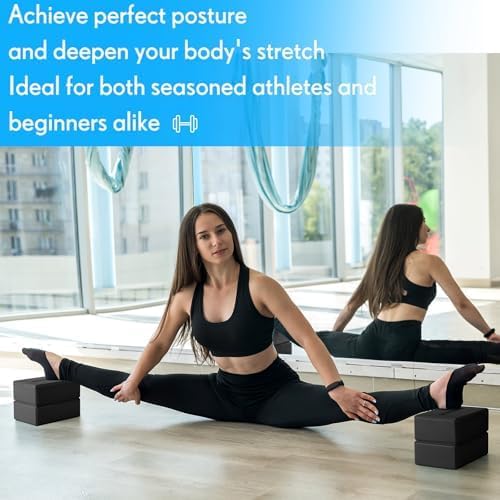 4 Pack Yoga Blocks Non Slip Pilates Brick Foam Blocks Pilates Dance Gymnastics Workout Fitness Props Tool for Stretching Meditation and Exercise