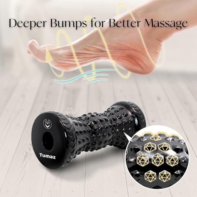 Tumaz Massage Ball & Foot Roller 3-in-1 Set with Spiky Ball, Lacrosse Ball, Massage Roller - Ergonomic Design to Relieve Plantar Fasciitis, Foot Massager for Deep and Superficial Muscle Pain