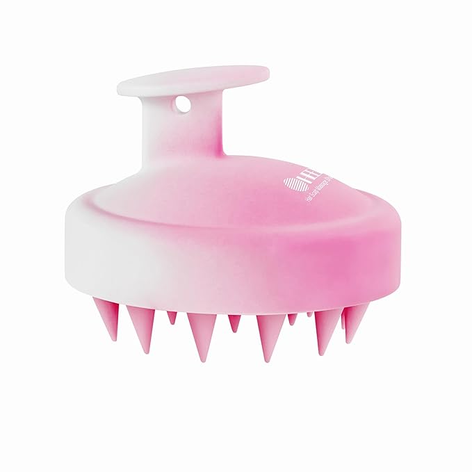 HEETA Scalp Massager Hair Growth, Soft Silicone Scalp Scrubber Shampoo Brush for Exfoliation, Dandruff Removal Head Massage Stress Relax, Wet & Dry Use for Thick Thin Curly Hair Care, Gradient Purple