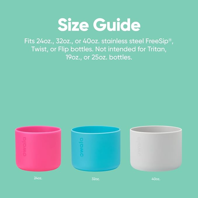 Owala Silicone Water Bottle Boot, Anti-Slip Protective Sleeve Cover for 24-oz FreeSip, Twist, and Flip Stainless Steel Water Bottles, Bright Pink