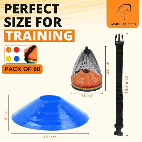75/50/25 Pack, Pro-Grade Soccer Training Cones Set, Durable Agility Soccer Cones with Carry Bag & Strap Holder Ideal for Sports Training, Football, Soccer, Basketball- Trusted by Coaches & Athletes