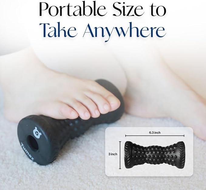 Tumaz Foot Roller, Ergonomic Foot Massage Roller for Arch Pain, Trigger Points and Deep Tissue, Portable - Reflexology Tool for Plantar Fasciitis Relief, Black