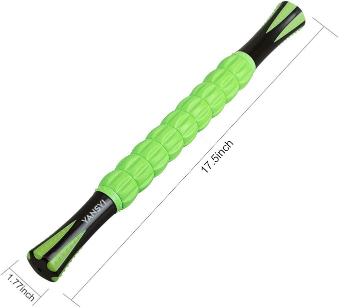 Yansyi Muscle Roller Stick for Athletes - Body Massage Roller Stick - Release Myofascial Trigger Points Reduce Muscle Soreness Tightness Leg Cramps & Back Pain for Physical Therapy & Recovery (Green)