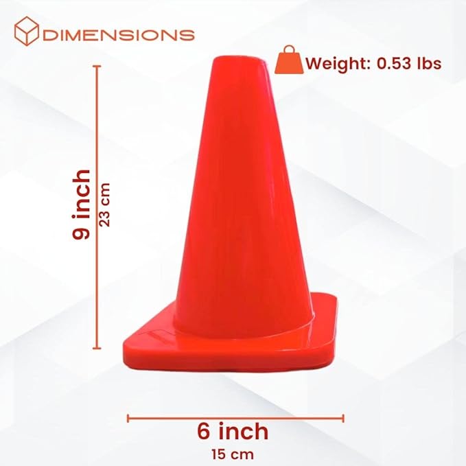 6in/9in/12in/28in Heavy Duty Agility Training Cones for Sports & Kids Coaching, Field Markers for Motorcycle, Bikes, Traffic, Basketball, Soccer Drills, Durable, Multipurpose, Adjustable