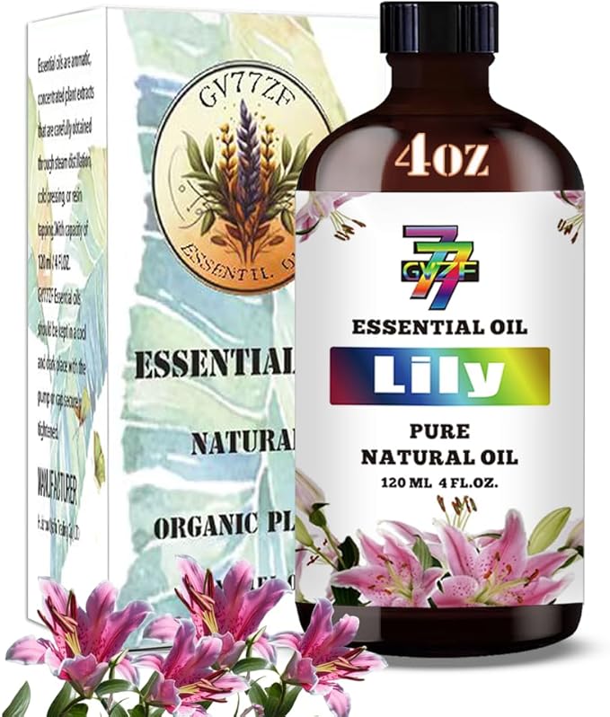 Lily Essential Oil (4 oz/120 ml) — Lily Oils for Aromatherapy, diffusers, humidifiers, Home fragrances, DIY Skincare, soap Making, DIY Candle Making, Relaxation, Yoga, and Meditation