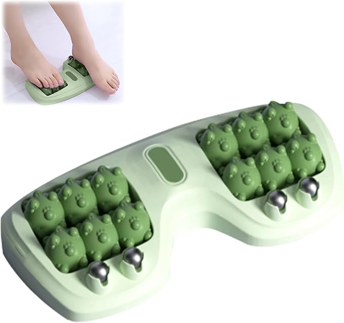 Portable Double Foot Massage Roller,Plantar Fasciitis Relief, Dual Foot Acupressure Therapy for Stress Relief and Improved Circulation, Portable Reflexology Tool for Home and Office Use (Green)
