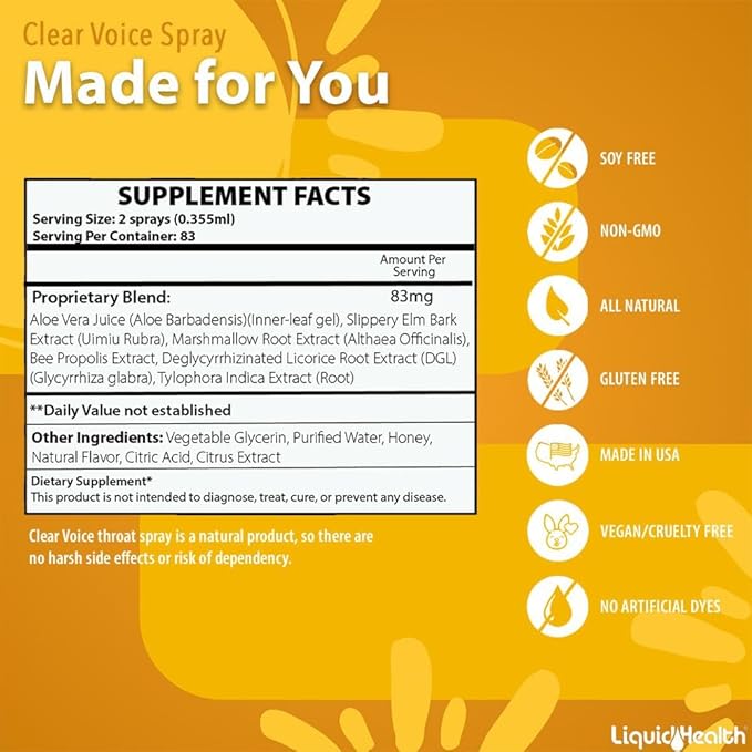 Clear Voice Vocal Spray Honey Lemon -- 1 fl oz