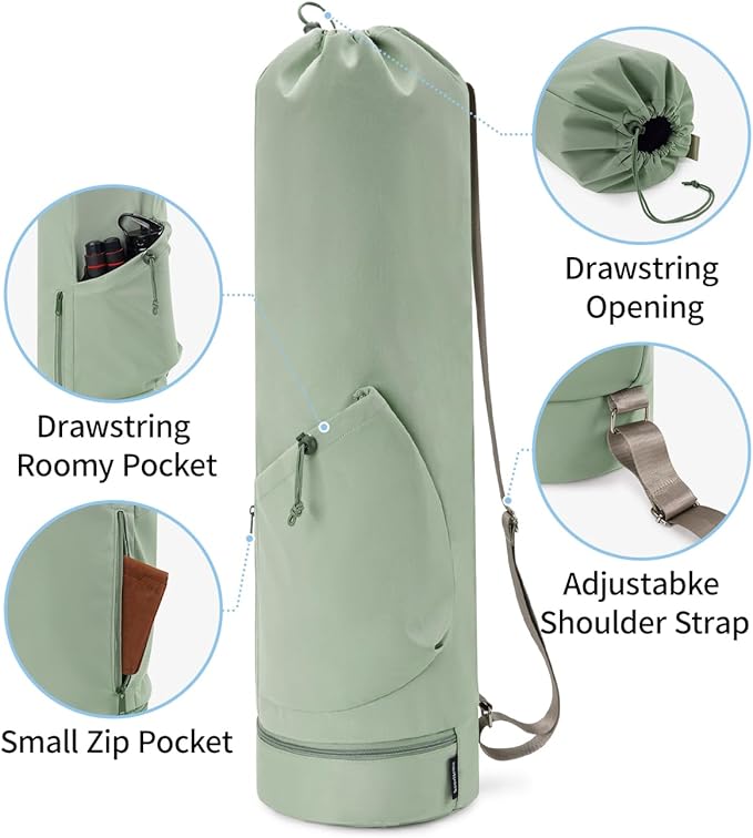 sportsnew Yoga Mat Bag with Water Bottle Pocket and Bottom Wet Pocket, Exercise Yoga Mat Carrier Multi-Functional Storage Bag, Patent pending