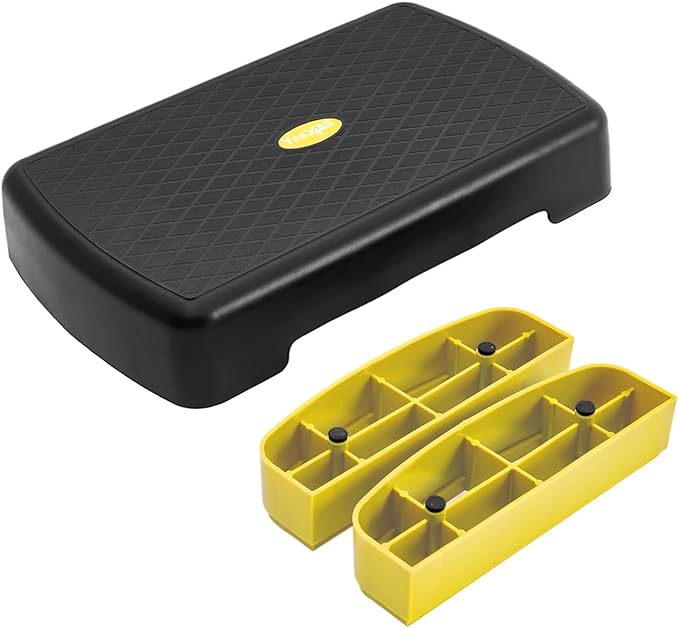 Yes4All 18.9" Aerobic Exercise Step Platform with 2 Risers, Adjustable Height Workout Stepper 3" 5.1" for Home Gym