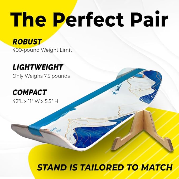 GIBBON SlackBoard - GiBoard Balance Board Kids & Adults - Slackline Balance Trainer - Slack Board Core Workout Equipment Home Gym Training - Standing Desk Exercise - Yoga, Agility, Pilates & More