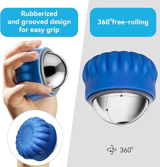 iECO Massage Ice Roller Ball - Stainless Steel Cold & Heat Therapy Massage Tool for Deep Tissue, Sore Muscle, Trigger Point, Muscle Knots Full Body Relax