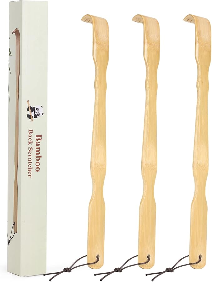 Wooden Bamboo Back Scratcher, 17 Inch Long Handle Back Scratchers for Adults Men Women, with Beautiful Gift Packaging (3 Pack)