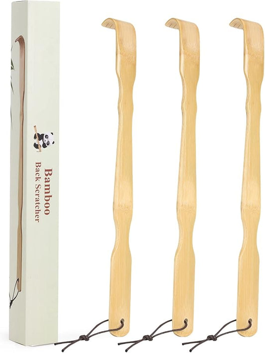 Wooden Bamboo Back Scratcher, 17 Inch Long Handle Back Scratchers for Adults Men Women, with Beautiful Gift Packaging (3 Pack)