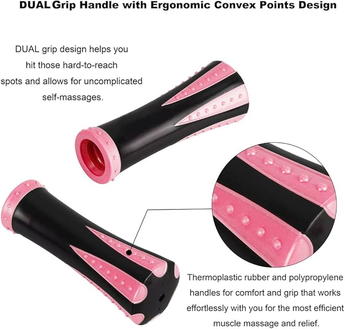 Yansyi Muscle Roller Stick for Athletes - Body Massage Roller Stick - Release Myofascial Trigger Points Reduce Muscle Soreness Tightness Leg Cramps & Back Pain for Physical Therapy & Recovery (Pink)