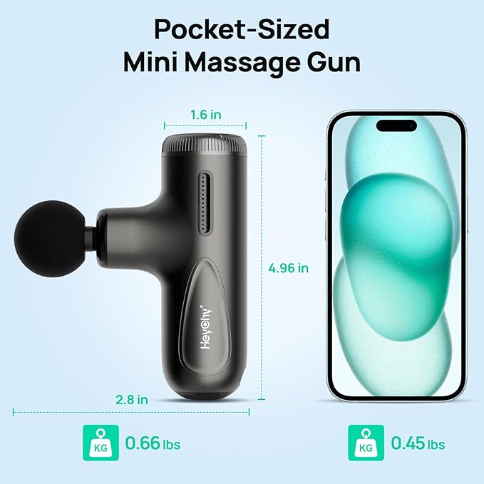 Super Mini Massage Gun Deep Tissue, Muscle Massager with 4-10mm Amplitude & 4 Attachments, Portable Handheld Massager, Perfect Gifts for Athletes, Pain Relief at Home, Office, Gym & Travel, Dark Gray