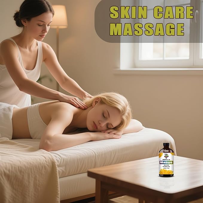 Mango Essential Oil (4 oz/120 ml) — Mango Oils for Aromatherapy, diffusers, humidifiers, Home fragrances, DIY Skincare, soap Making, DIY Candle, Relaxation, Yoga, and Meditation