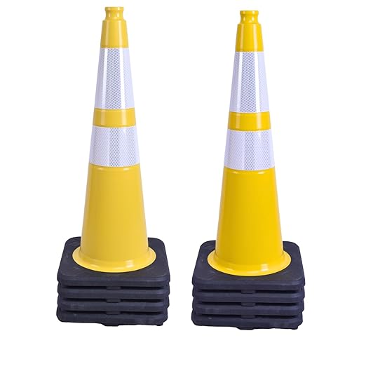 BESEA 8Pack 36” inch Traffic Cones Yellow Road Parking Cones Construction Safety Cone Structurally Stable for Traffic Control(Blue Color)