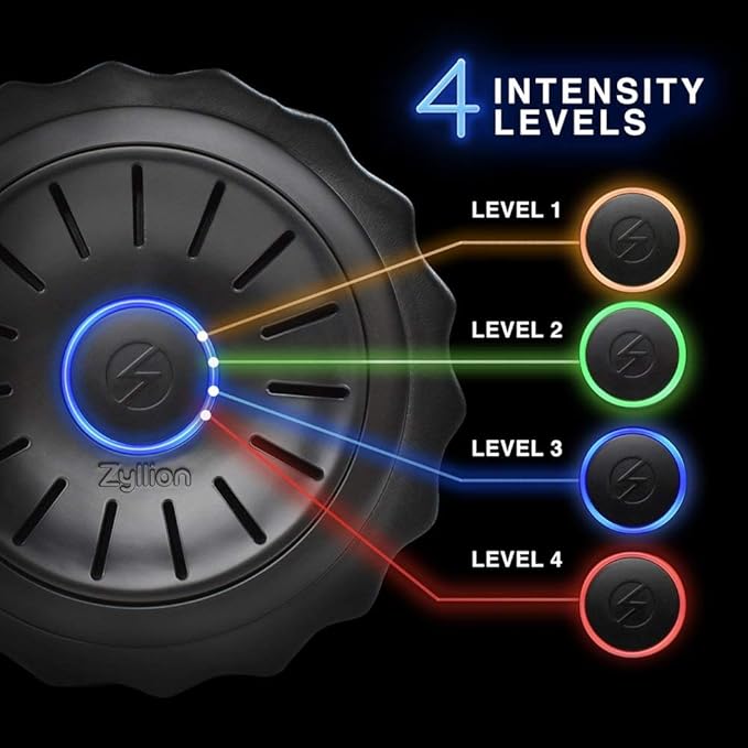 Zyllion Rechargeable Vibrating Foam Roller with 4 Speeds - Cordless Electric Deep Tissue Massager for Muscle Pain Relief, Black/Black, ZMA-22