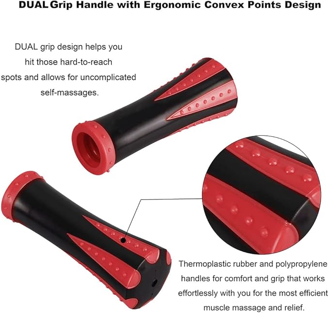 Yansyi Muscle Roller Stick for Athletes - Body Massage Roller Stick - Release Myofascial Trigger Points Reduce Muscle Soreness Tightness Leg Cramps & Back Pain for Physical Therapy & Recovery (Red)