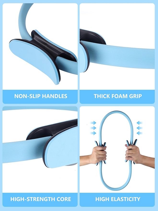 Pilates Ring Set for Home Workout, Pilates Essentials Kit for Women, [12'' Fitness Circle, Pilates Balls, Resistance Bands] Starter Set for Yoga, Exercise, Toning and Flexibility