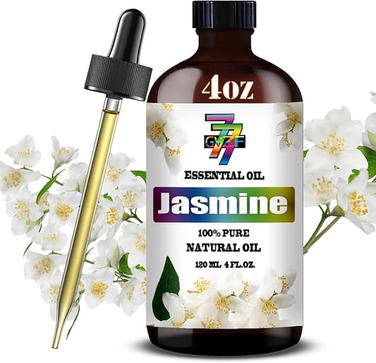 Jasmine Essential Oil (4 oz/120 ml) — Jasmine Oils for Aromatherapy, diffusers, humidifiers, Home fragrances, DIY Skincare, soap Making, DIY Candle, Relaxation, Yoga, and Meditation