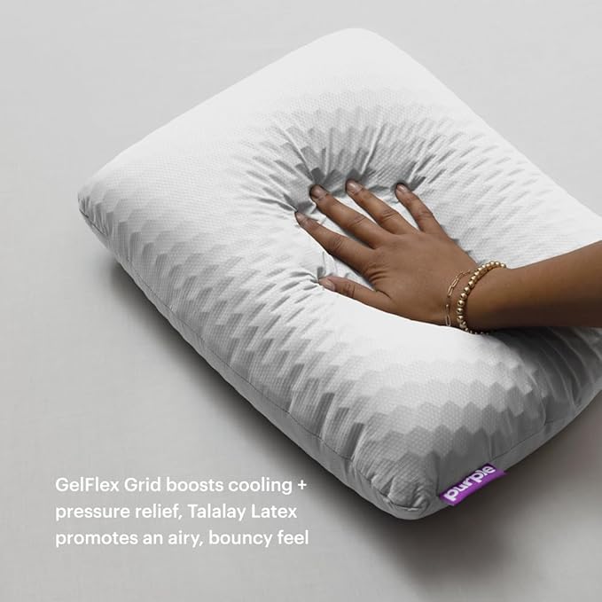 Purple Harmony Anywhere Pillow - Travel/On-The-Go, Hex Grid & Talalay Latex Core - No Pressure Support, Stays Cool, Compact & Lightweight for Easy Travel