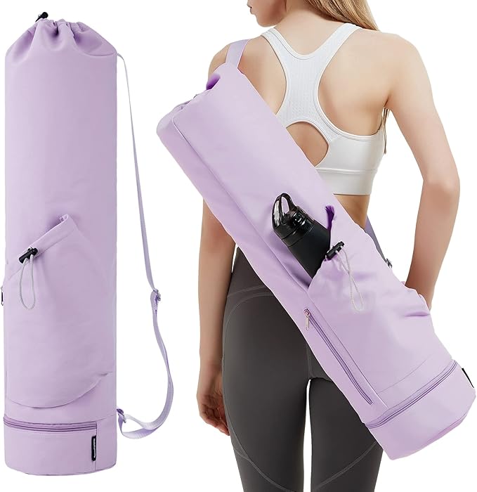 sportsnew Yoga Mat Bag with Water Bottle Pocket and Bottom Wet Pocket, Exercise Yoga Mat Carrier Multi-Functional Storage Bag, Patent pending