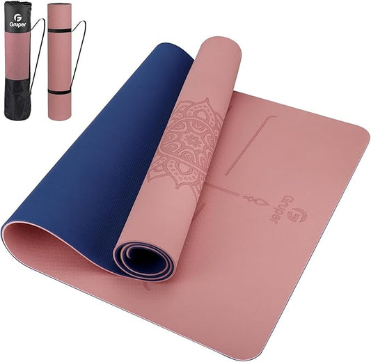 Yoga Mat Non Slip TPE Extra Wide Yoga Mat with Alignment Mark, 72"L x 32"W x 0.32"/0.24"Th (183cm x 80cm x 8mm/6mm), Anti-Tear Exercise Mat with Carrying Strap and Bag, Workout Mats for Yoga, Pilates